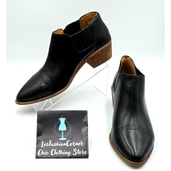 Madewell Shoes - Madewell Women's Black Leather Myles Slip-On Ankle Booties  Size 10 2323